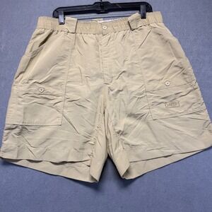 AFTCO American Fishing Tackle Co Mens Khaki Cargo Shorts Size 40 Elastic Waist